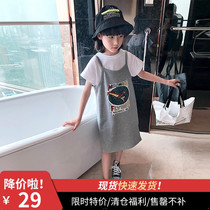Special clearance girls  dresses collection Big childrens summer thin casual skirt Baby medium and long T-shirt skirt