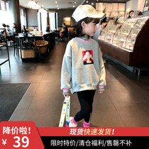 Girls  thickened sweater 2020 winter new childrens western style printed top baby warm half-high neck bottoming shirt