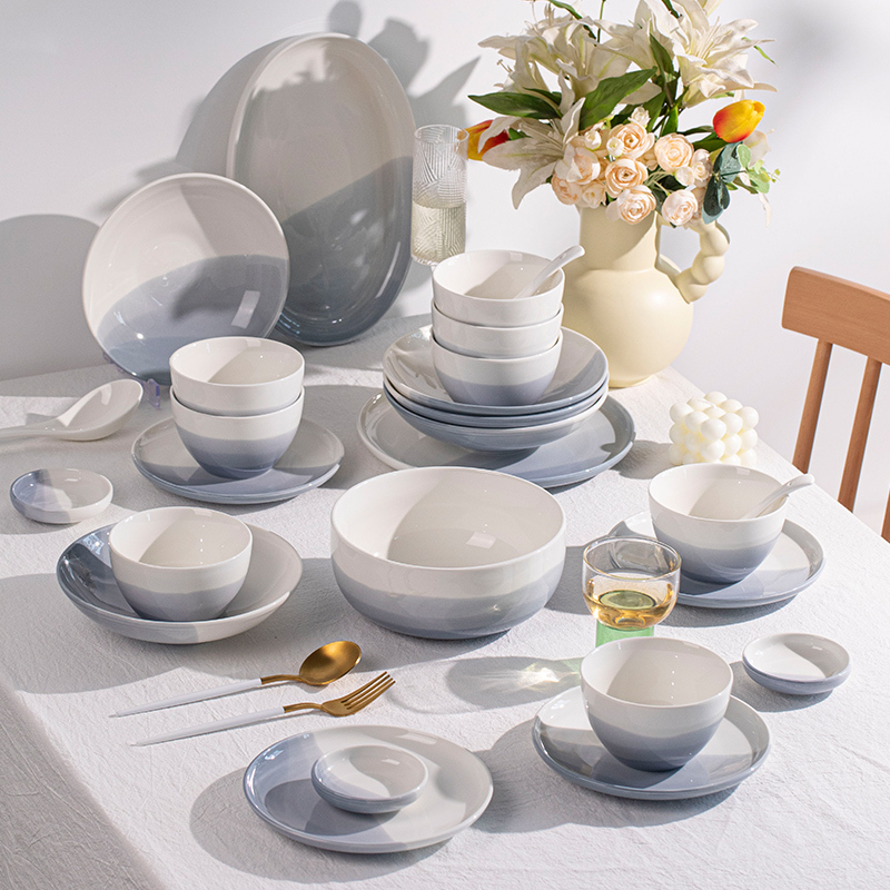 Underglaze Color Bowl and Plate Set for Home Use 2026 New Model Jingdezhen High-End Bowls, Plates, Chopsticks, Tableware, Housewarming Dinnerware