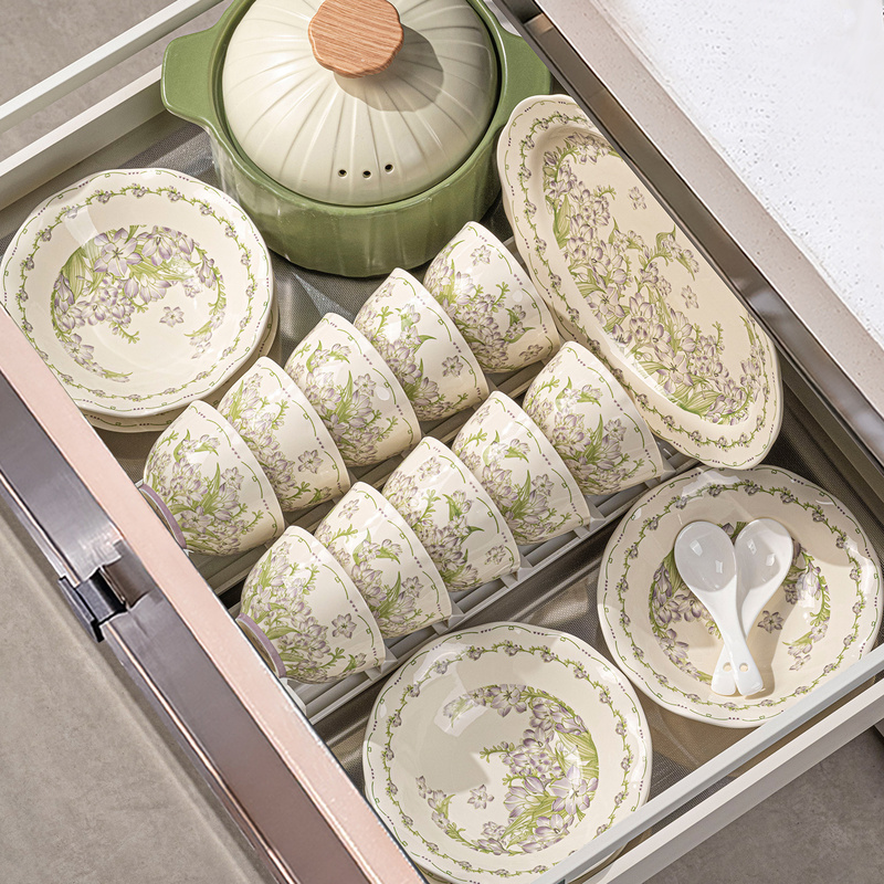 Jingdezhen Bowl and Plate Set for Home Use, New Wedding Tableware, High-Quality Ceramic Dinnerware, Newlywed Bowls, Chopsticks, Plates, Housewarming Gift
