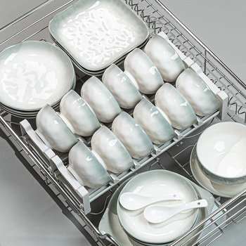 Dish Set for Home Use 2025 New Model Jingdezhen Simple Bowls and Plates High-End Tableware Housewarming Bowls Chopsticks Dishes Plates