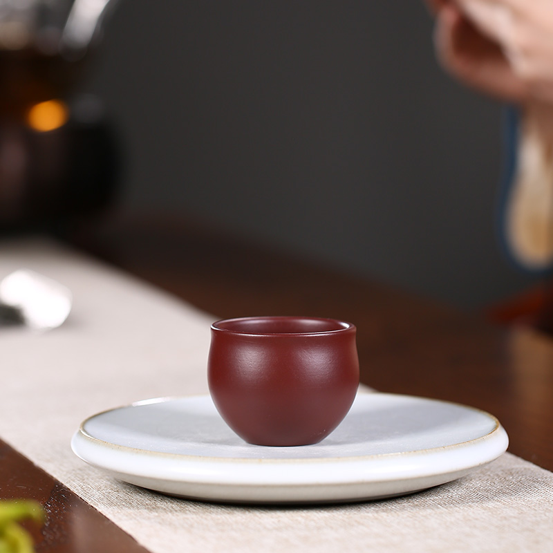 Yixing purple sand cup, small cup pure manual master cup home old purple zhu mud sample tea cup kung fu tea cups