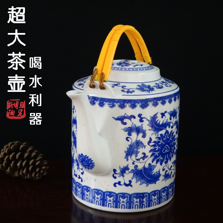 Jingdezhen porcelain explosion - proof heat resistant ceramic girder pot of cold water oversized large capacity mail nostalgic old teapot bag