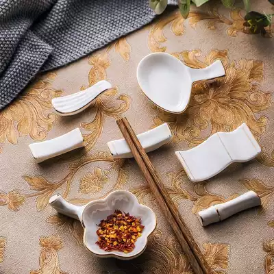 Ceramic express tableware rack Dining room tray rack set chopsticks creative household side dual-use hotel chopsticks rack high-end Taiwan gold