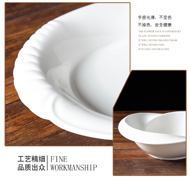 Hotel supplies tableware pure white ceramic plate the features irregular rectangular creative wholesale food dish soup bowl dishes