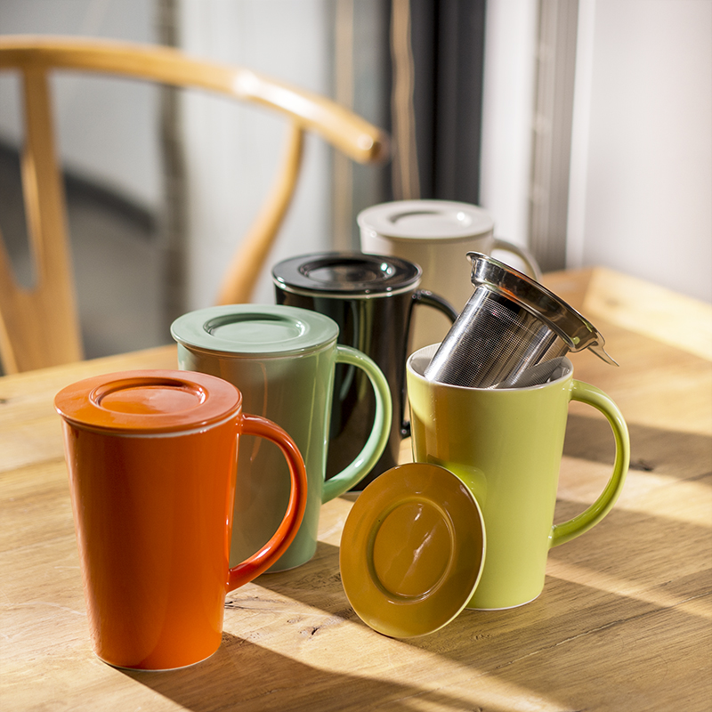 Contracted ceramic cups of tea every flower cups office mark cup water cups with cover the custom logo
