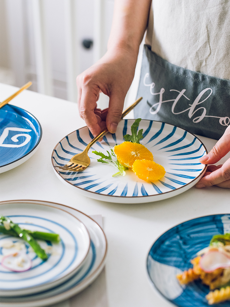 Hand glaze ceramic under western Japanese dish steak disc son home plate tableware color plate of Chinese network during the quotation disc