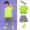 Green T-shirt+black and white checkered shorts+headband+fluorescent green socks