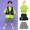 Green T-shirt+black and white checkered shorts+colored letter black vest+fluorescent green socks