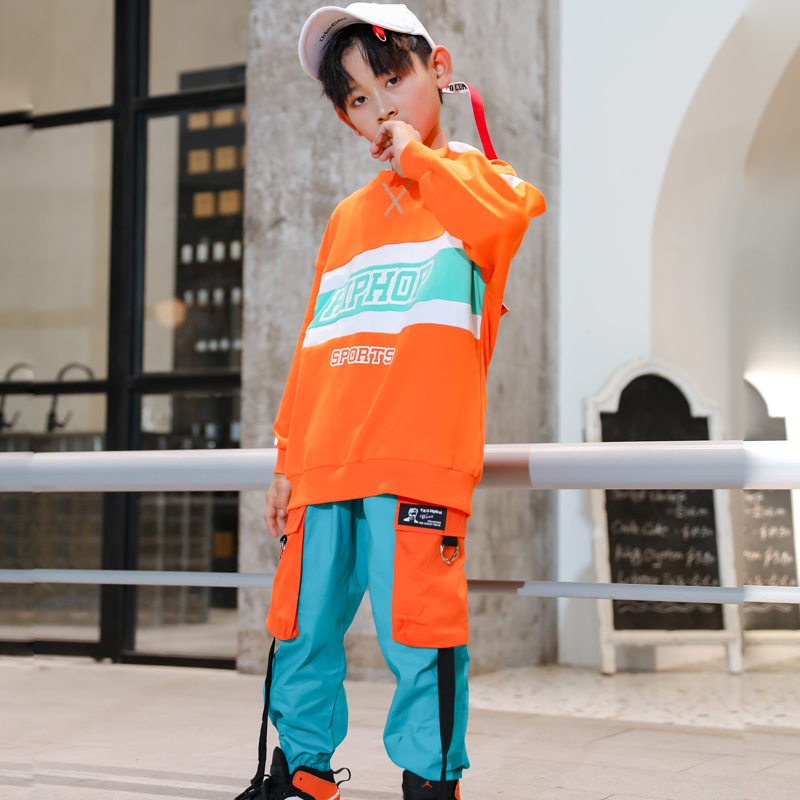 Children's hip-hop suit performance clothes loose dance clothes boys hiphop hip hop girls jazz dance performance clothes tide