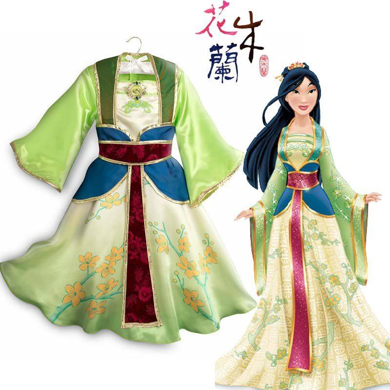 New Disney girls' Mulan princess dress, Halloween Mulan cosplay costume, kindergarten activity performance costume