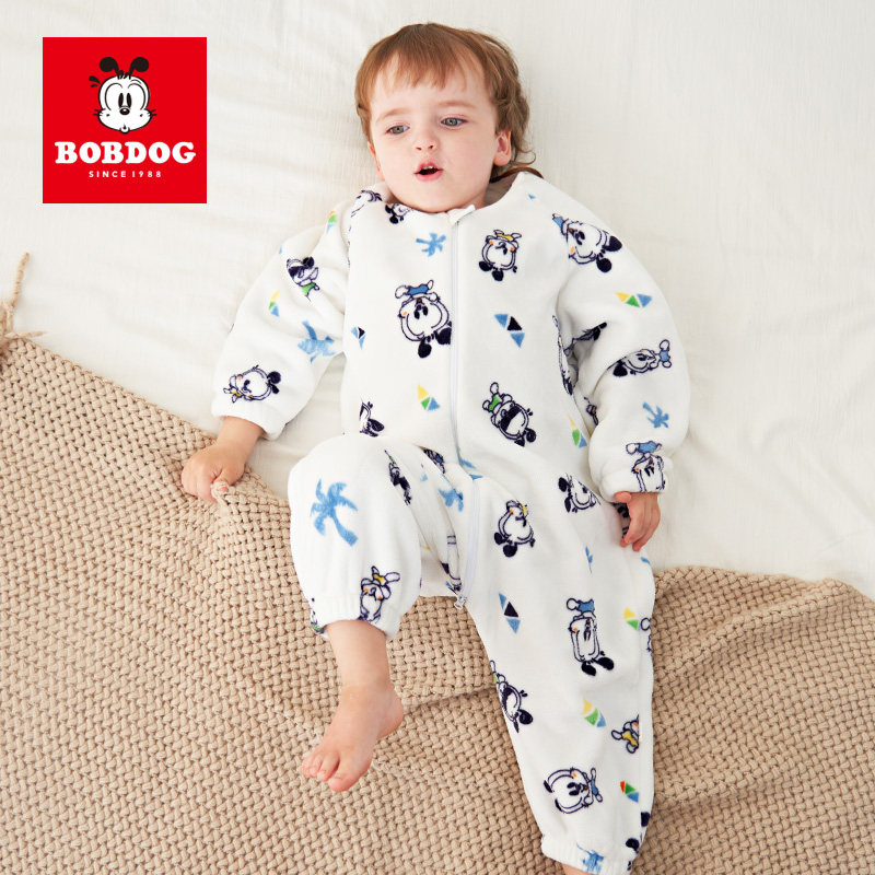 Babu bean baby children's sleeping bag autumn and winter thickened warm flannel sleeping bag baby anti-kick by children's split-leg sleeping bag