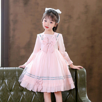 Girl dress 2021 autumn new childrens skirt foreign style middle child long sleeve small fragrant wind girl princess dress