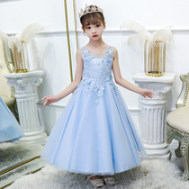 Girl dress small host princess dress childrens summer flower children dress piano performance puffy gauze skirt