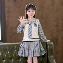 Girls suit spring and autumn Net Red childrens clothing tide girl autumn skirt autumn dress College wind two-piece set