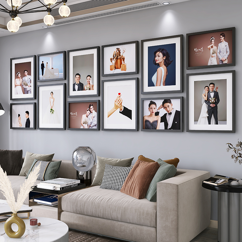 Photo Wall Design Renderings, Photo Wall Frames, Creative Combination Decorative Wall, No-Drill Living Room Sofa Photo Album Wall