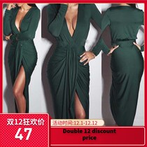 2017 sexy fashion v-neck night dress womens V-neck dress sexy evening dress