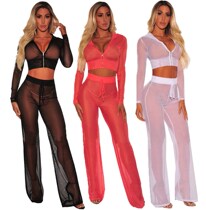 2018 yards sexy net yarn splicing two-piece women women mesh set