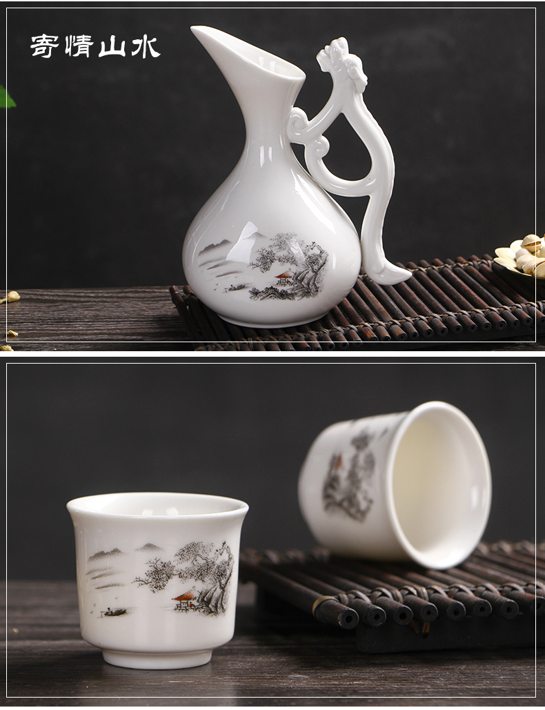 Phong cách cổ xưa Nhật Bản gốm rượu vang pha chế rượu vang trắng Li Huang rượu vang 盅 nhỏ rượu thủy tinh sáng tạo hip bình nhà đặt quà tặng - Rượu vang giá để rượu vang