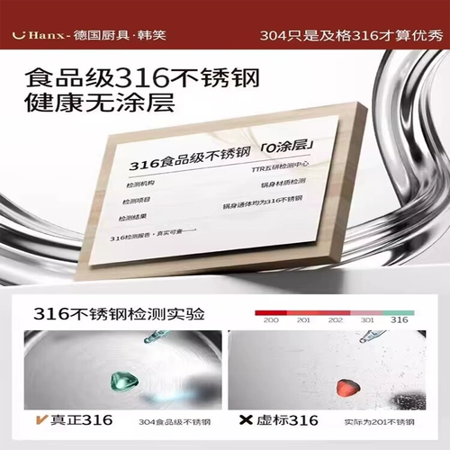 Нержавеющая сталь Wok 316, пищевая утолщенная индукционная плита, специальный безмасляный вок, бытовой, без покрытия, с антипригарным покрытием