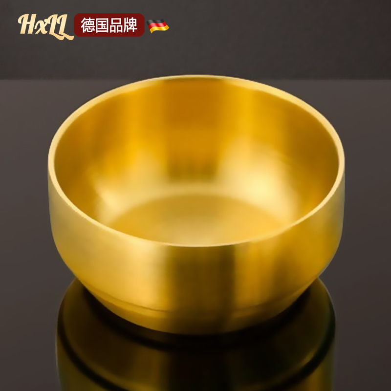Golden Rice Bowl, Personal Stainless Steel Bowl, 304 Food-Grade, Household Korean-Style Golden Tableware for Eating Golden Rice Bowl, Personal Stainless Steel Bowl, 304 Food-Grade, Household Korean-Style Golden Tableware for Eating