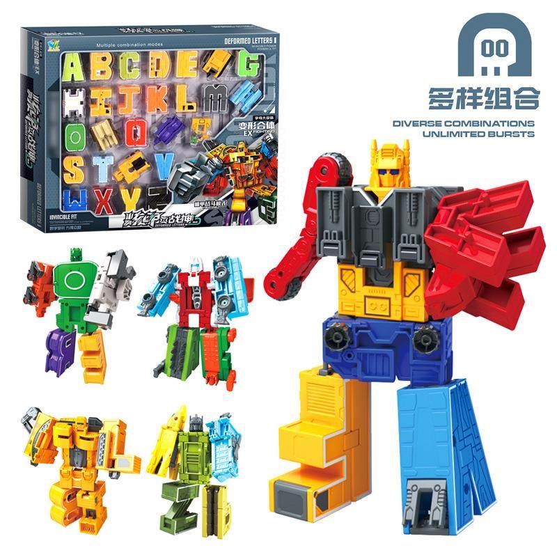 Alphabet Digital Transformers Bundesliga Warrior Composition Robot Male Girls Early Teach Building Blocks Toys