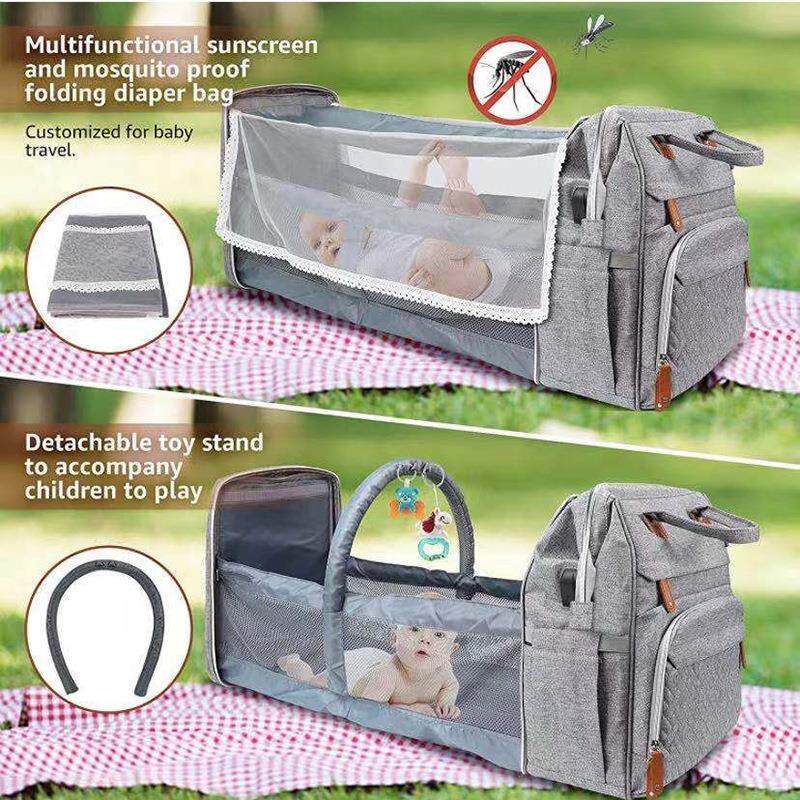 Mommy Bag New Amazon Folding Bed Mommy Bag Multifunction Double Shoulder Mom Bag Baby Bunk Bed
