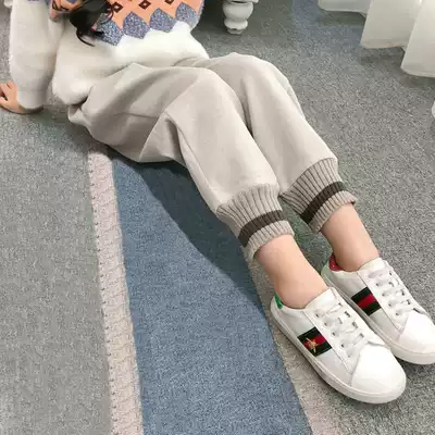 Girls pants autumn and winter children wear Foreign style girls Korean version plus velvet thickened warm students leisure sports thick cotton pants