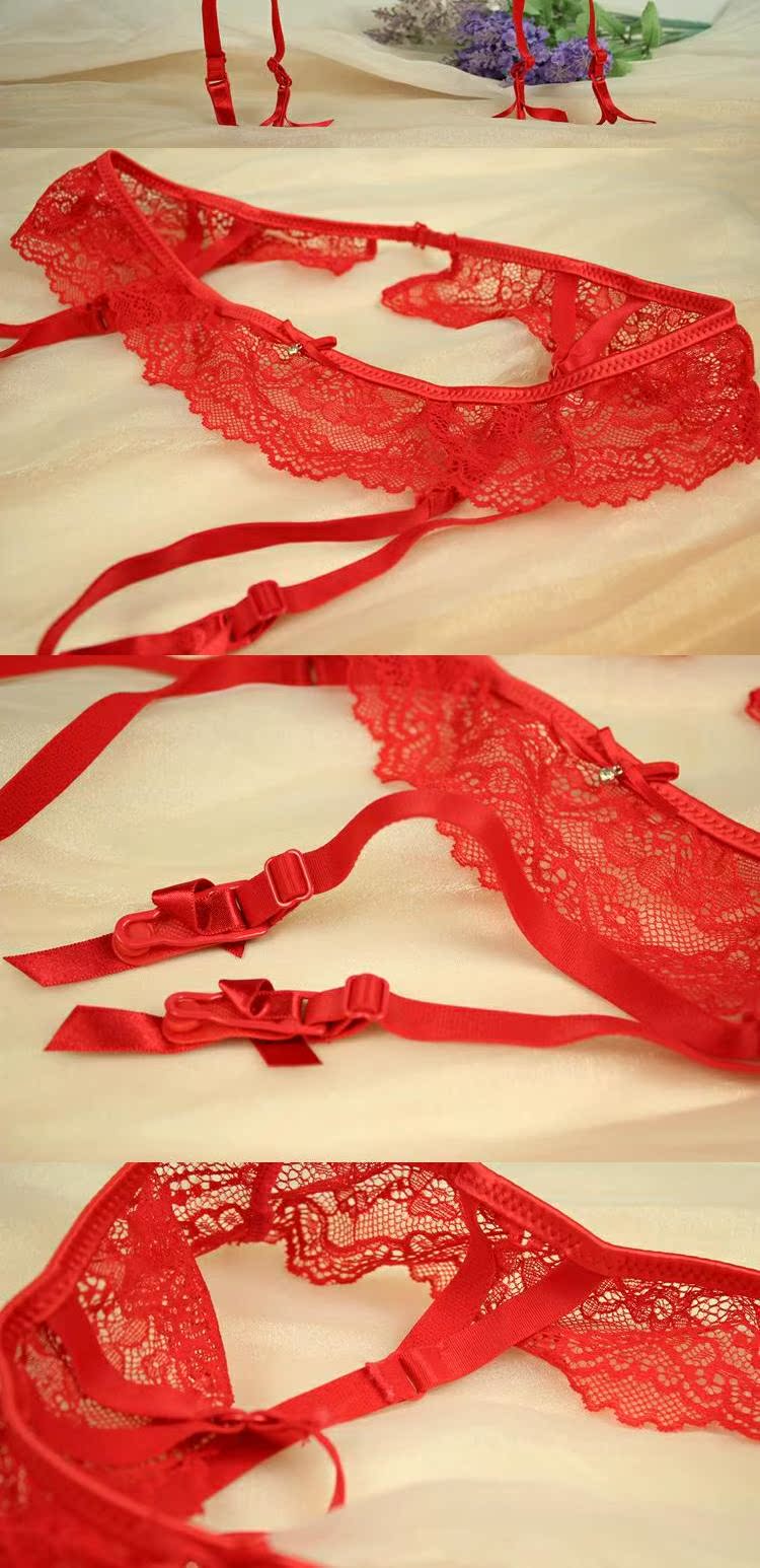 3 túi Châu Âu và Hoa Kỳ nguyên bản màu đỏ ren gợi cảm garter kim loại garter khóa 29-33 hông nịt tất chân
