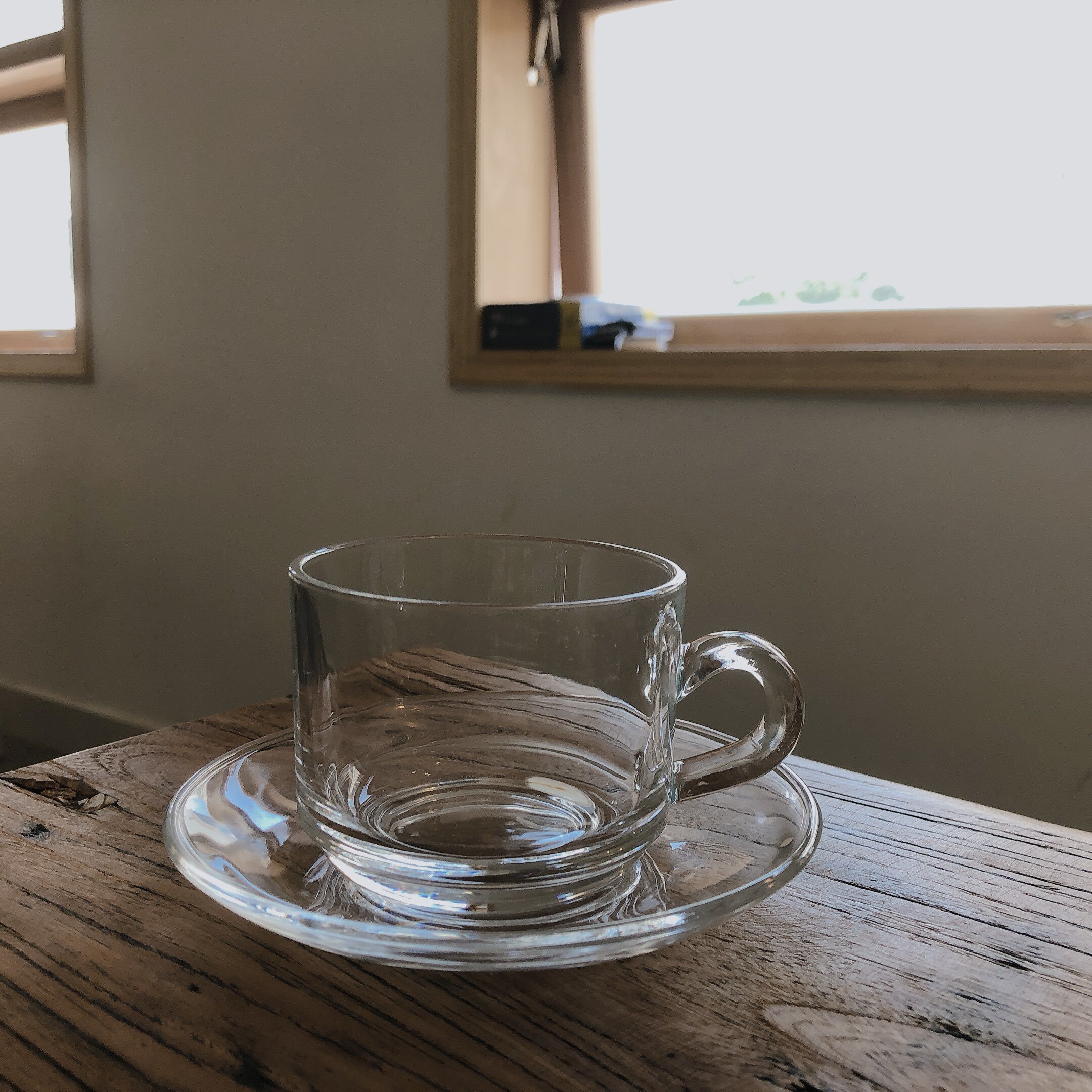 Grandma Hu Korean ins wind transparent glass saucer handle cup with saucer simple student afternoon tea set