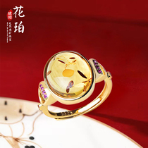 Zhenya jewelry Perr Amber female 925 silver gold - plated live mouth ring spot
