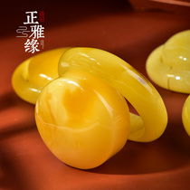 Zhengya amber Russian material single circle chanterelle yellow beeswax bracelet Russian natural Wen play mens bracelet