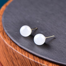 Zhengya jewelry sheep fat white jade earrings