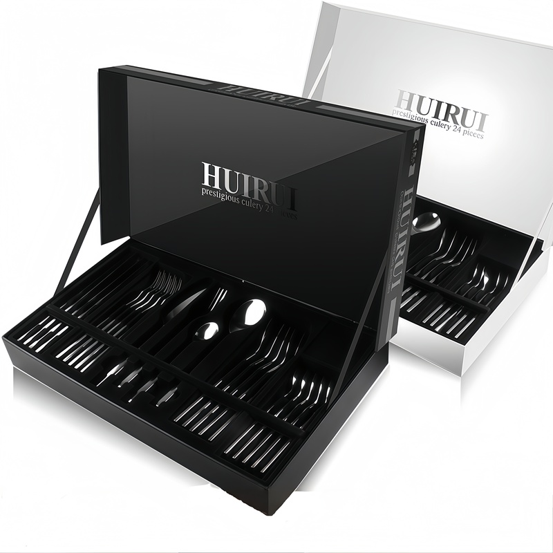 German Quality 304 Stainless Steel Western-Style Tableware Set, High-End Steak Knife, Fork, and Spoon 24-Piece Set in Gift Box