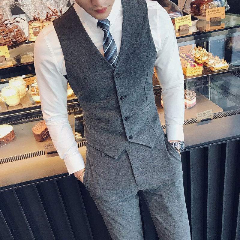 Men's suits, vests, British style suits, groomsmen, group uniforms, brothers' outfits, hairdressers, overalls, waistcoats, two-piece suits, trendy