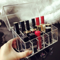 Dustproof desktop lip glaze multi-grid cosmetic lipstick rack storage and finishing box Net red lipstick storage box transparent with cover