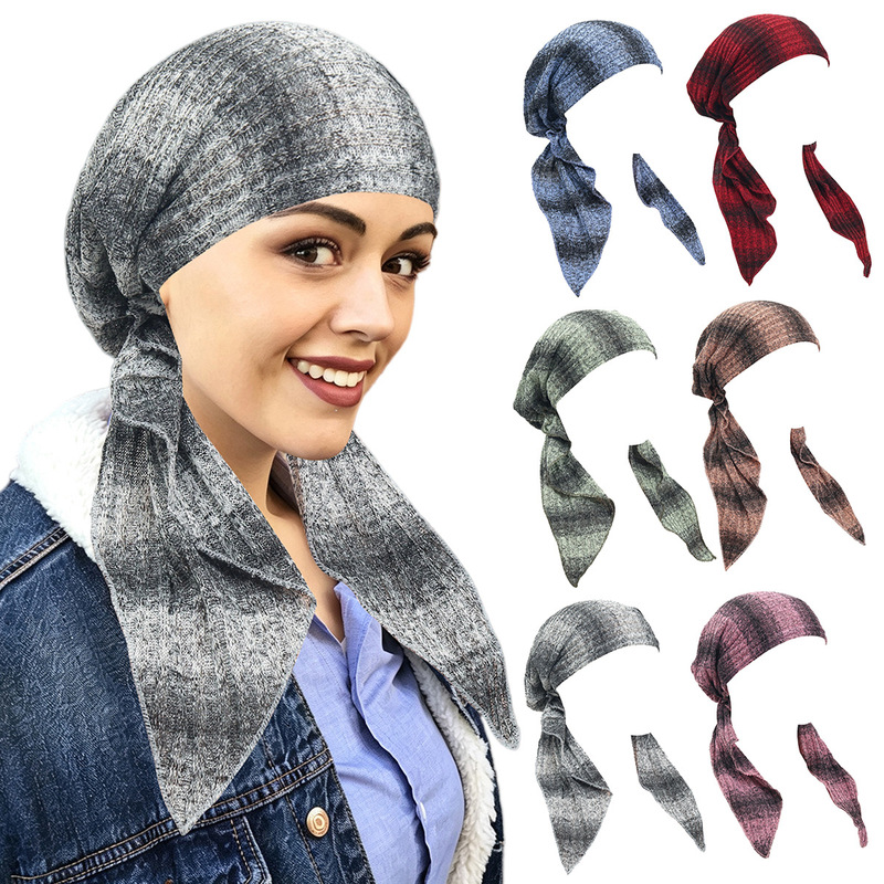 New Cross-Border Tie-Dye Textured Turban Hat, Knitted Women's Headwrap Hat, Elastic Soft Tie-Dye Curved Hat