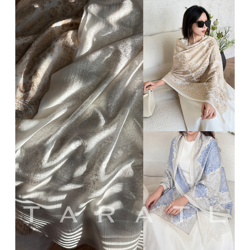 Tara | Perlis Pattern Heavy Embroidery/Half-Handmade Silk Wool Shawl, Nepalese Scarf for Wearing Outside Air-Conditioned Rooms Tara | Perlis Pattern Heavy Embroidery/Half-Handmade Silk Wool Shawl, Nepalese Scarf for Wearing Outside Air-Conditioned Rooms