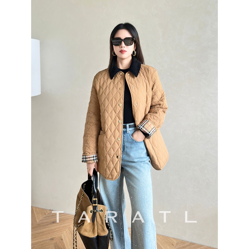 Taratl｜'Remodeling' Retro Classic Diamond-Patterned Lightweight Cotton Barn Jacket for Women, Fall/Winter 2025