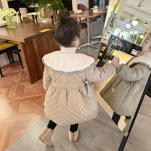 Демисезонное термобелье, детский флисовый пуховик, длинная детская куртка, в западном стиле, увеличенная толщина, средней длины