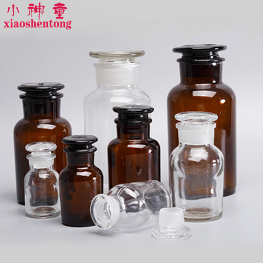 广口瓶 玻璃 60 125 250 500 1000ml 透明试剂大口瓶磨砂化学实验