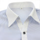 ຄໍສີຂາວຂອງແມ່ຍິງ spliced ​​​​blue pinstripe shirt V-neck fashion slim OL formal shirt work clothes anti-exposure