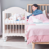 Jincai life crib multifunctional solid wood bed European White bbbed bed imported baby bed splicing big bed Children