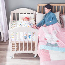 Jincai Life Crib New Multifunctional Splice Queen Bed Removable European Solid Wood Baby Bedside Widened