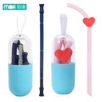 Straw non-disposable independent packaging flexible pregnant women month children cute cartoon pearl milk tea coarse straw