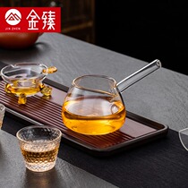Side treat fair cup glass upfront thickened heat resistant tea road Japanese style public cup handmade long handle Tea Instrumental Fair Cup