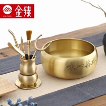 Brass tea ceremony Six Junzi tea washing set Tea set accessories Tea knife Tea needle Tea clip Tea mat Kung fu tea making tools