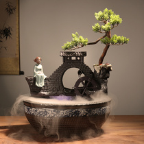 Creative water fountain Humidifier Lucky Feng Shui wheel Living room office Home craft decoration Opening gift