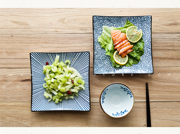 The Boss on the solar eclipse Japanese - style square ceramic plate and the wind under the glaze color household sushi dumpling dish dish fish dish