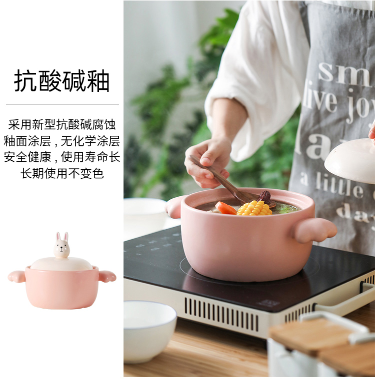 Boss the month of familiar cartoon animals crock pot creative express cat rabbit household ceramic stew soup simmering saucepan